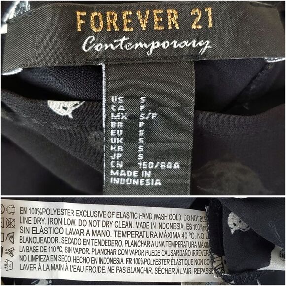 Sheer bird-patterned blouse with button closures by Forever21 / Women's S - Picture 7 of 8